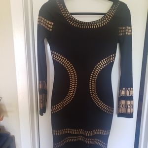 **SOLD***Black and Gold Bodycon Dress